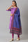 Dark Purple Ombre Cowl kurta With Tights And Bandhani Dupatta