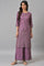 Purple Silver Mukaish Festive kurta With Parallel Pants