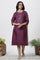 Purple Karnatka Silk Mukaish Kurta, Churidar And Dupatta Set