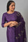 Deep Purple Karnatka Silk kurta With Green Slim Pants And Mukaish Dupatta