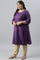 Pdeep Purple Karnatka Silk Plus Size kurta With Green Slim Pants And Mukaish Dupatta