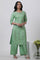 Pistachio Green Mukaish Kurta And Pants Set