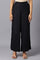 Black Solid Wide Leg Woven Palazzo With Elasticated Waistband
