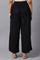 Black Solid Wide Leg Woven Palazzo With Elasticated Waistband