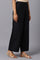 Black Solid Wide Leg Woven Palazzo With Elasticated Waistband