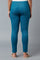 Ocean Blue Solid Skinny Fit Cotton Jeggings with Elasticated Waistband