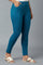 Ocean Blue Solid Skinny Fit Cotton Jeggings with Elasticated Waistband