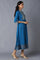 Blue Zari Embroidered Festive Dress