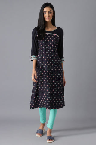 Black Printed kurta