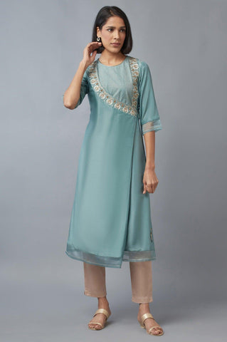 Sea Green Angrakha kurta