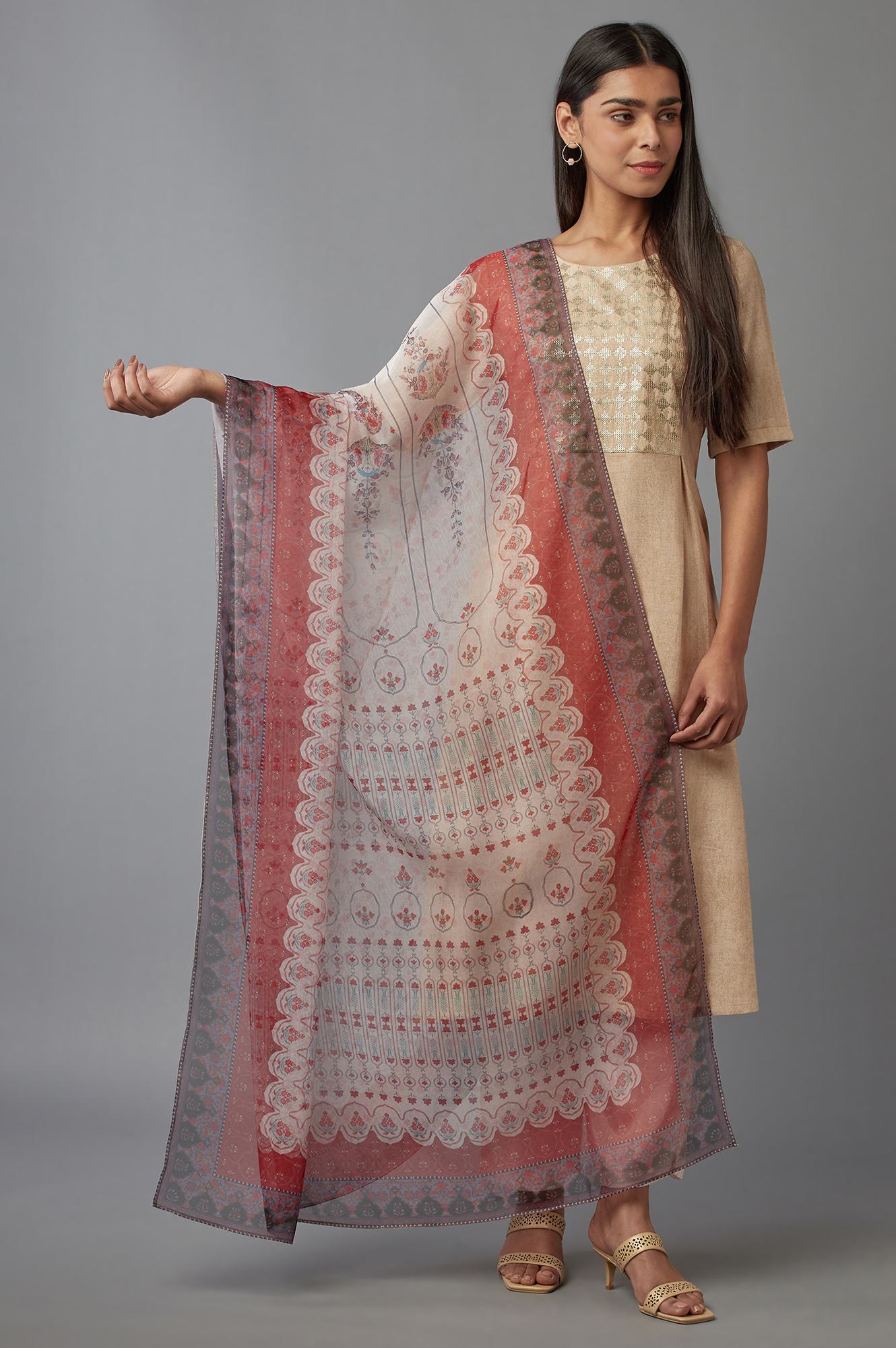 Ecru Organza Dupatta