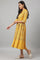 Mustard Yellow Kalidar Printed Dress