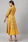 Mustard Yellow Kalidar Printed Dress