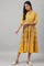 Mustard Yellow Kalidar Printed Dress