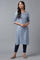 Chambray Blue Embroidered kurta