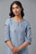 Chambray Blue Embroidered kurta