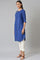 Blue Button Down kurta With Embroidery