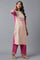 Light Pink Cotton Dobby kurta In Round Neck