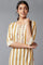 Ecru And Yellow Floral Print kurta With Thread Embroidery