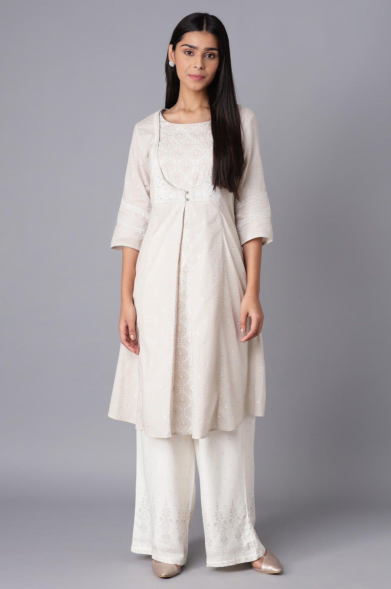 Grey Mock Layer A-line kurta