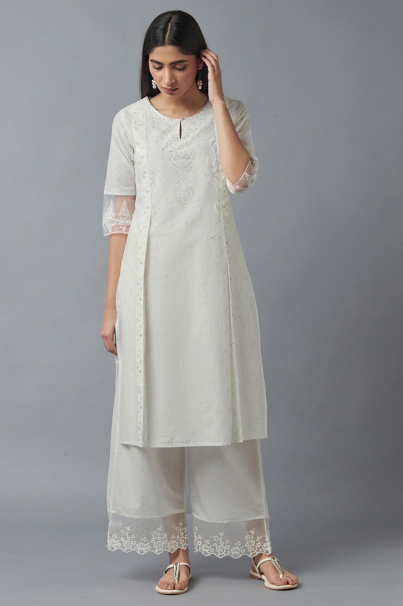 Ecru Mock Layer Printed kurta