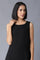 Black Sleeveless Embroidered Dress In Round Neck