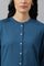 Blue Solid Cotton Shirt Kurta in Mandarin Collar