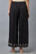 Jet Black Embroidered Parallel Pants