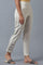 Ecru Embroidered Slim Pants