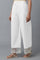 Ecru Parallel Pants with Embroidered Organza Panel