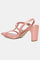 W Rose Gold Whole Foot Solid Square Toe Block Heel-Wceleste