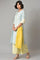 Ecru Rayon Dobby kurta With Yellow Parallel Pants And Ecru Dupatta