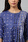 Navy Blue Printed Draped A-Line kurta With Tights