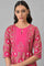 Dark Pink Printed Round Neck kurta With Tights