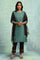 Teal Blue Cotton Silk Mukaish kurta