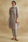 Light Grey Embroidered Cotton Silk kurta