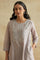 Light Grey Embroidered Cotton Silk kurta