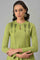 Green A-Line Embroidered Winter kurta