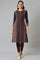 Maroon Jacquard Flared Plus Size Winter kurta