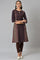 Maroon Jacquard Flared Plus Size Winter kurta