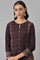 Maroon Jacquard Flared Plus Size Winter kurta