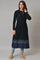 Dark Blue A-Line Colour Blocking Winter kurta