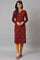 Deep Red Embroidered Winter kurta