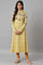 Yellow A-Line Placement Print Winter kurta