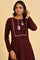 Plus Size Red Embroidered Winter kurta