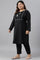 Plus Size Black A-Line Embroidered Winter kurta