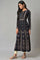 Navy Jacquard Flared Plus Size Winter kurta