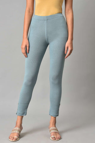 Light Blue Acrylic Winter Leggings