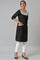 Black Embroidered kurta With White Trousers