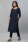 Blue Yarn Dyed Straight Kurta